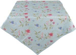 Clayre & Eef Tafelkleed 130x180 Cm Blauw Groen Katoen Rechthoek Bloemen Tafellaken Tafellinnen Tafeltextiel Blauw