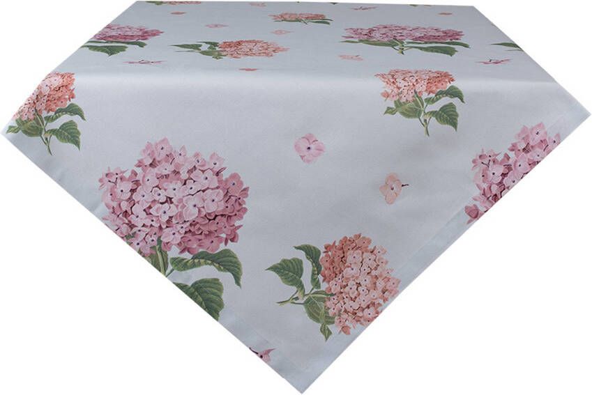 Clayre & Eef Tafelkleed 130x180 cm Blauw Roze Katoen Rechthoek Hortensia Blauw