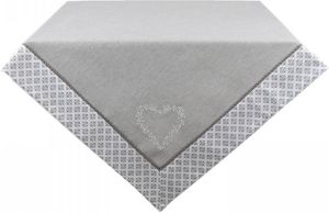 Clayre & Eef Tafelkleed 150x150 Cm Grijs Wit Katoen Vierkant Harten Ruiten Tafellaken Tafellinnen Tafeltextiel Grijs