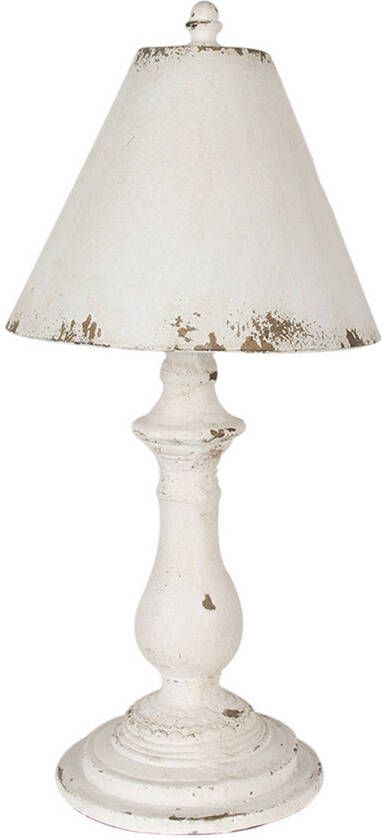 Clayre & Eef Tafellamp Ø 26x55 cm Wit Ijzer Bureaulamp Wit Bureaulamp