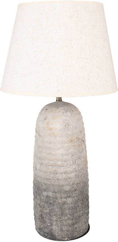 Clayre & Eef Tafellamp Ø 35x70 cm Grijs Terracotta Bureaulamp Grijs Bureaulamp