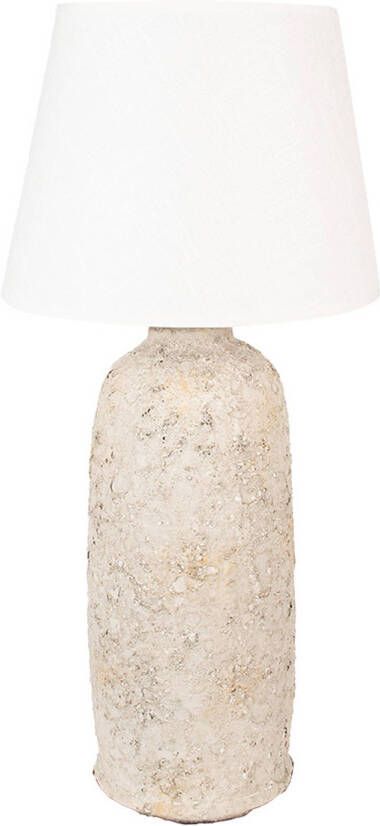 Clayre & Eef Tafellamp Ø 35x74 cm Beige Terracotta Bureaulamp Beige Bureaulamp