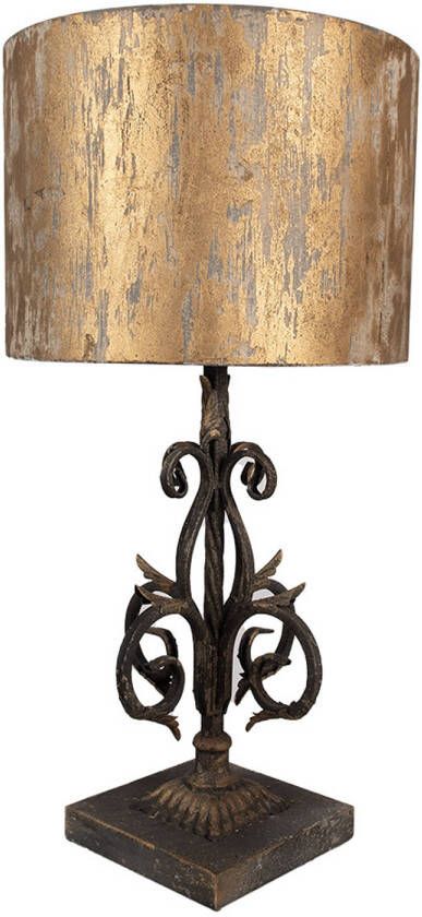 Clayre & Eef Tafellamp Ø 36x71 cm Bruin IJzer Bureaulamp Bruin Bureaulamp