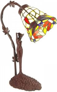 Clayre & Eef Tafellamp Tiffany 14*13*37 cm E14 max 1*40W | Geel | 5LL 6132 |