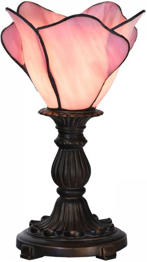 Clayre & Eef Roze Tafellamp Tiffany Ø 20*30 cm E14 max 1*25W 5LL-6099