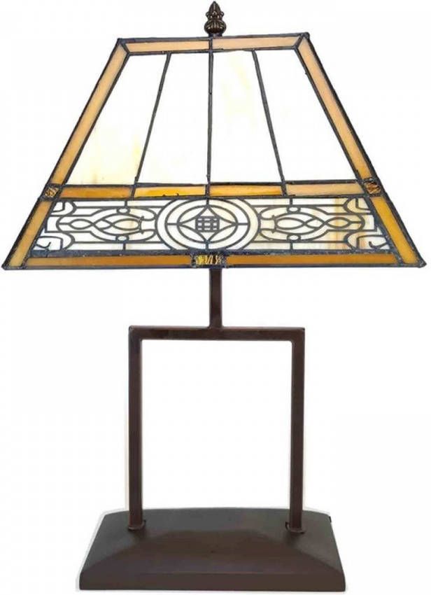Clayre & Eef Tafellamp Tiffany 28*20*44 cm E27 max 1*60W | Creme | 5LL 6128 |