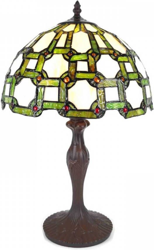 Clayre & Eef Tafellamp Tiffany ø 30*49 cm E27 max 1*60W | Groen | 5LL 6133 |