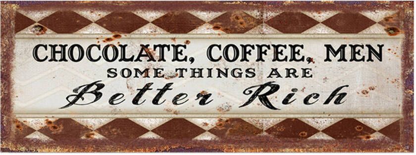 Clayre & Eef Tekstbord 36x13 cm Bruin Zwart Ijzer Rechthoek Chocolate coffie men Wandbord Bruin Wandbord