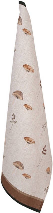 Clayre & Eef Theedoek 50x70 cm Beige Katoen Paddenstoelen Keukenhanddoek Beige Keukenhanddoek