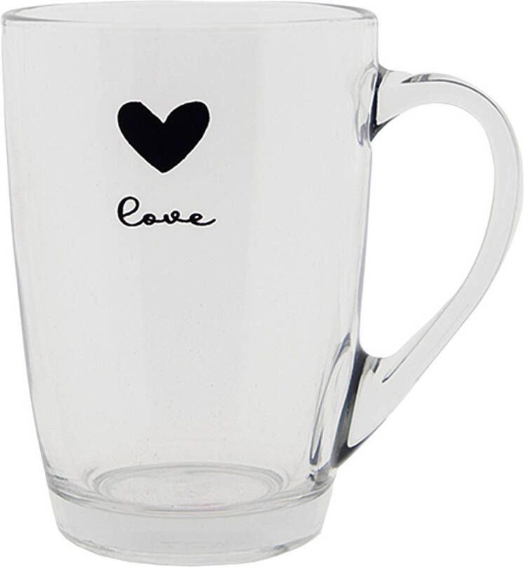 Clayre & Eef Theeglas 300 ml Glas Hart Love Theemok Transparant Theemok