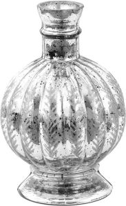 Clayre & Eef Vaas Ø 13*20 cm Zilverkleurig Glas Decoratie Vaas Decoratie Pot