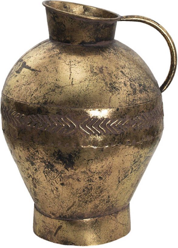 Clayre & Eef Vaas 27*23*34 cm Koperkleurig Metaal Rond Decoratie Vaas Decoratie Pot