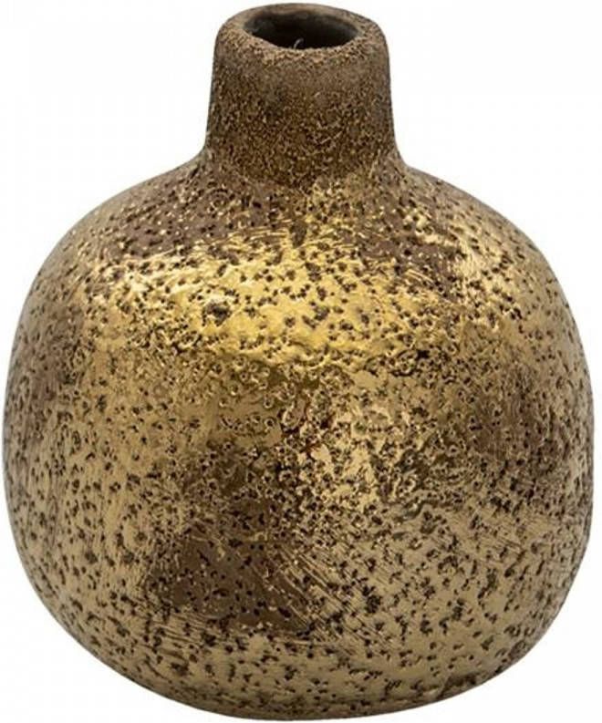 Clayre & Eef Decoratie Vaas Ø 9*9 cm Goudkleurig Keramiek Rond Decoratie Pot