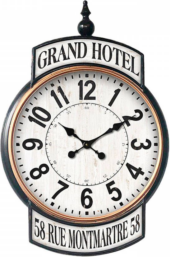 Clayre & Eef Wandklok 62*93 cm Wit Ijzer Grand Hotel Muurklok Hangklok Keukenklok