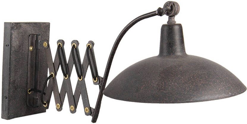 Clayre & Eef Wandlamp 55*33*34 cm Zwart Metaal Muurlamp Sfeerlamp MuurlampSfeerlamp