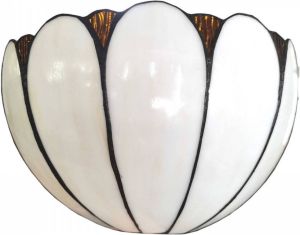 Clayre & Eef LumiLamp Wandlamp Tiffany 31*15*21 cm E27 max 1*60W Creme Glas Muurlamp Sfeerlamp Tiffany Lamp