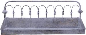 Clayre & Eef Wandrek 55x18x21 Cm Grijs Beige Metaal Rechthoek Muurrek Opbergkast Hangkast Grijs Muurrek Opbergkast