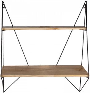Clayre & Eef Wandrek 60*20*70 cm Zwart Ijzer hout Muurrek Opbergkast Hangkast MuurrekOpbergkastHangkast