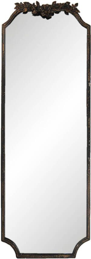 Clayre & Eef Wandspiegel 50*4*142 cm Creme Ijzer Glas Rechthoek Grote Spiegel Muur Spiegel Wand Spiegel