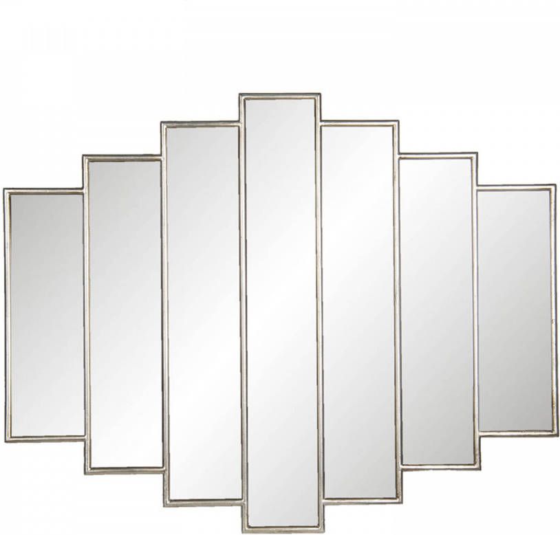 Clayre & Eef Wandspiegel 80*2*100 cm Zilverkleurig Kunstleer Rechthoek Grote Spiegel Muur Spiegel Wand Spiegel Grote SpiegelMuur SpiegelWand Spiegel