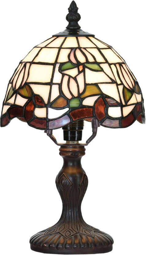 Lumilamp Tiffany Tafellamp Ø 18*32 cm E14 max 1*25W Wit Groen Rood Glas Kunststof Tiffany Bureaulamp Tiffany Lampen