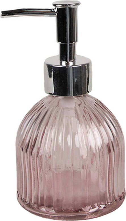 Clayre & Eef Zeepdispenser 225 ml Roze Glas Zeeppompje Roze Zeeppompje