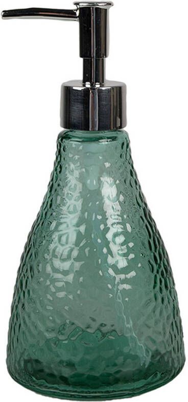 Clayre & Eef Zeepdispenser 400 ml Groen Glas Zeeppompje Groen Zeeppompje