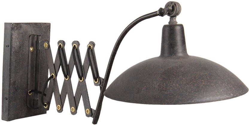 Clayre & Eef Wandlamp 55*33*34 cm Zwart Metaal Muurlamp Sfeerlamp MuurlampSfeerlamp