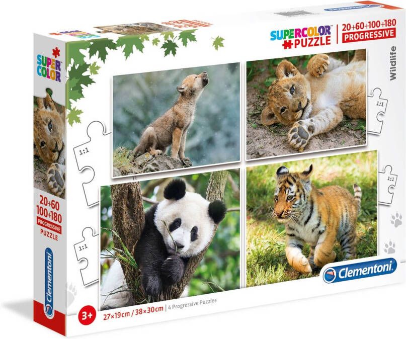 Clementoni legpuzzel Wildlife 4 puzzels 20 60 100 180 stukjes