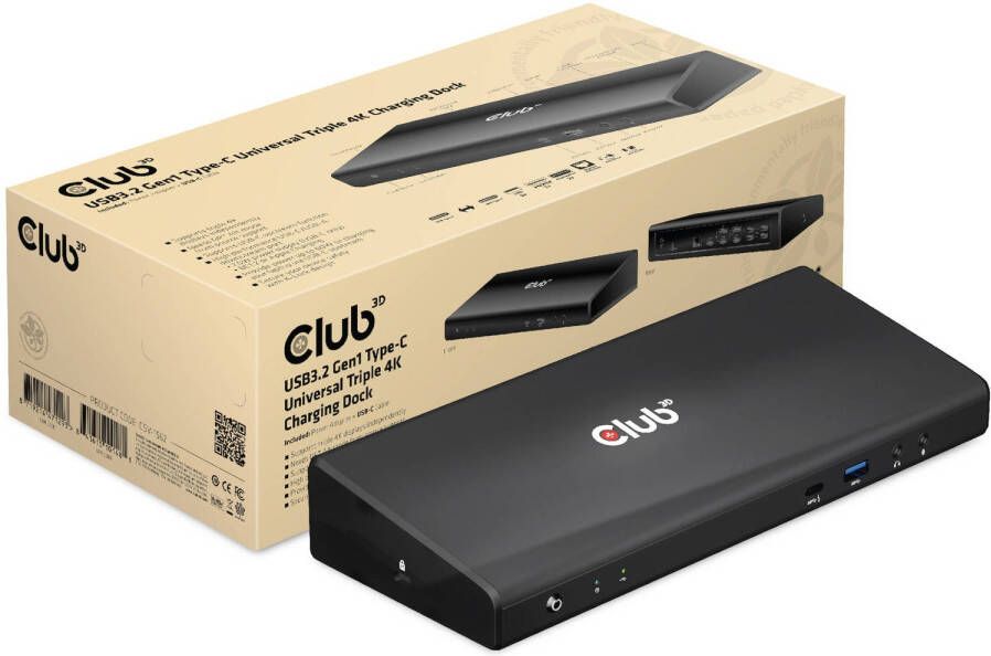 Club 3D USB C 3.2 Gen1 Universal Triple 4K Charging Dock