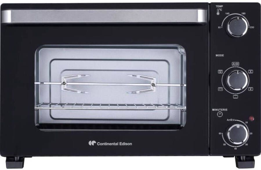 Continental Edison CEMF46B3 Elektrische mini-oven 46L zwart 1800W Draaispit Natuurlijke convectie