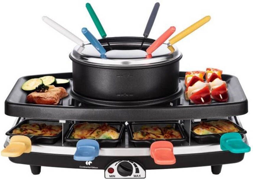 Continental Edison FD12881 Raclette en Fondue 8 People Black