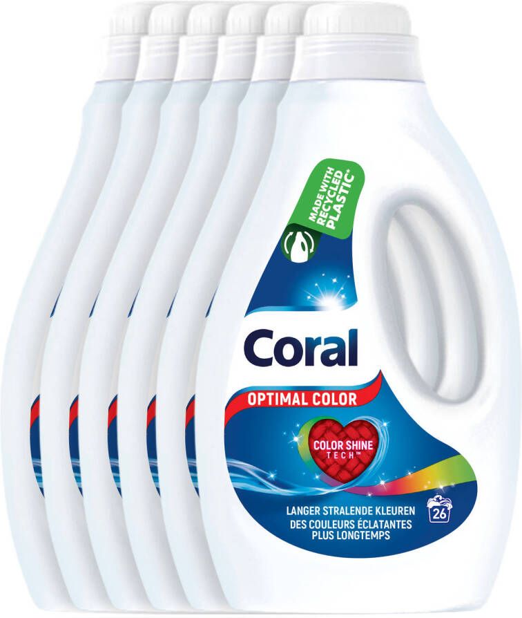 Coral Vloeibaar Wasmiddel Optimal Color Gekleurde Was 6 X 26 wasbeurten Voordeelverpakking