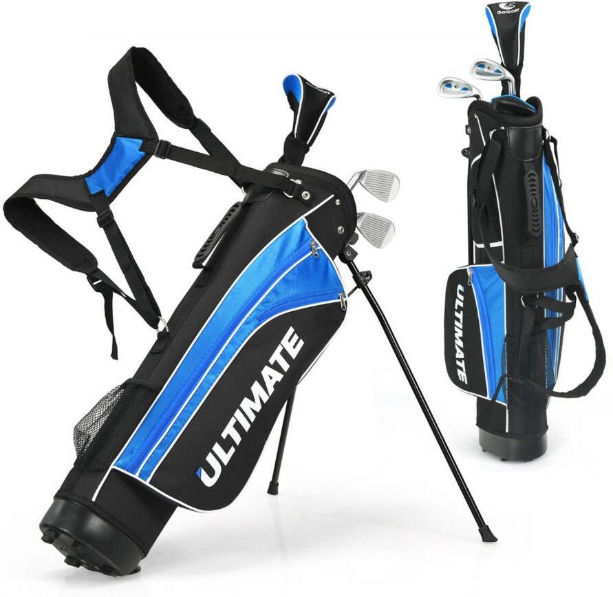 Costway Junior 5-Delige Golfclub Set Inclusief tas en Golfclubs Voor Kinderen In De Leeftijd Van 8-10 Blauw