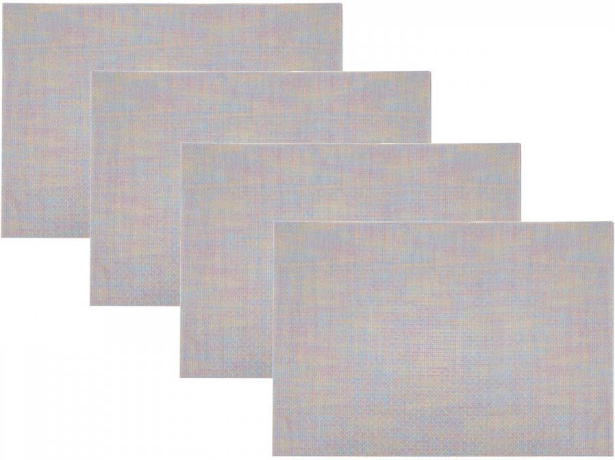 Cosy & Trendy 8x Rechthoekige placemats metallic pasteltinten geweven 30 x 45 cm Placemats