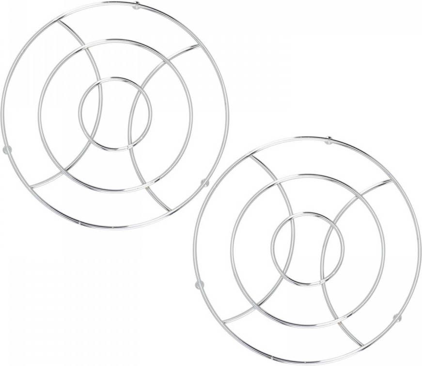 Cosy and Trendy Set van 2x stuks ronde pannen onderzetters van metaal chroom 18 cm Panonderzetters
