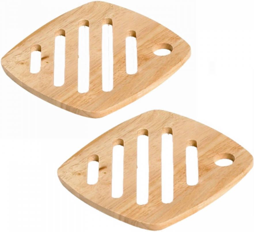 Cosy and Trendy Set van 2x stuks vierkante pannen onderzetters van hout 18 cm Panonderzetters