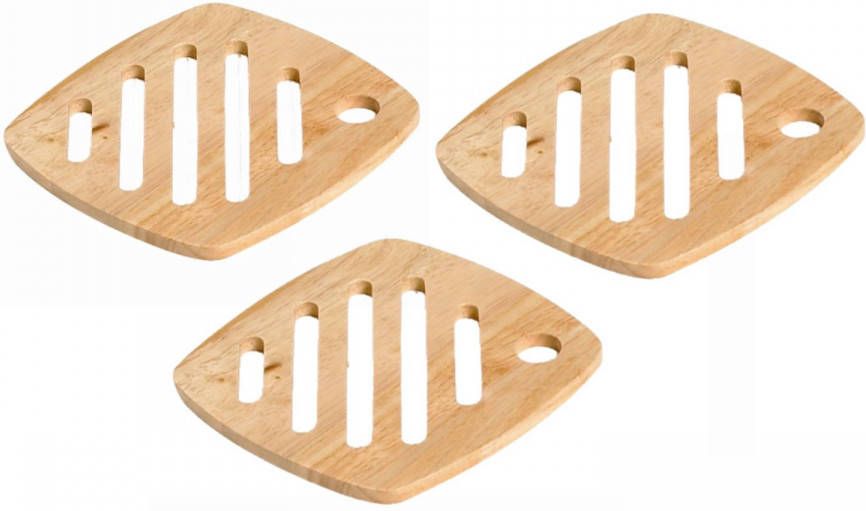 Cosy and Trendy Set van 3x stuks vierkante pannen onderzetters van hout 18 cm Panonderzetters