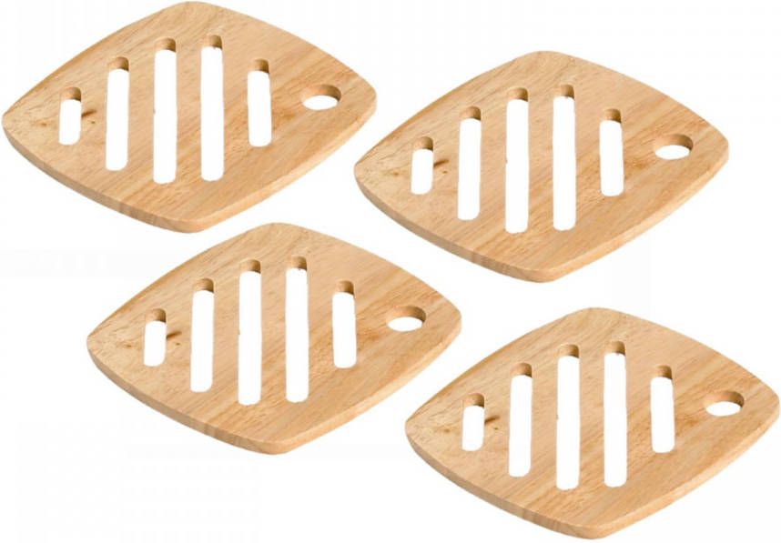 Cosy and Trendy Set van 4x stuks vierkante pannen onderzetters van hout 18 cm Panonderzetters