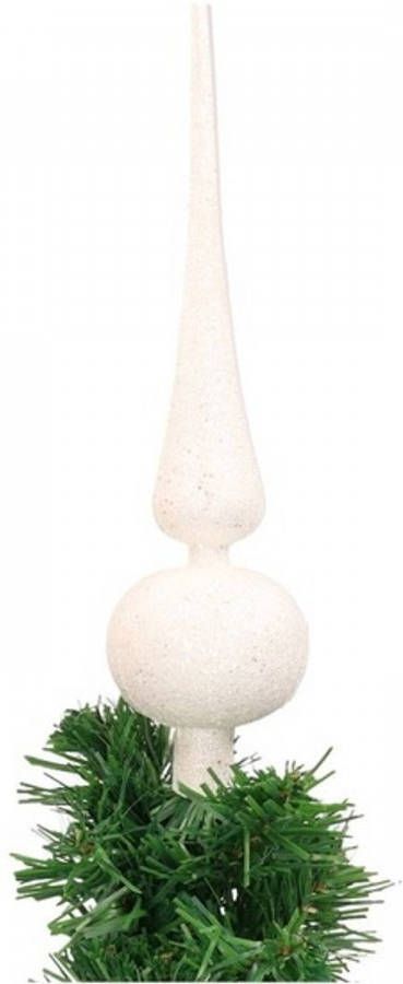 Shoppartners Witte Glitter Kerstboom Piek 24 Cm Plastic Kerstboompieken