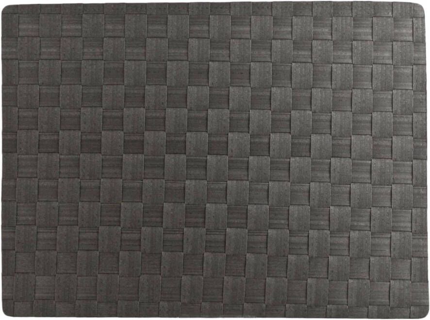 Cosy & Trendy 1x Rechthoekige onderzetters placemats voor borden grijze geweven print 30 x 40 cm Placemats
