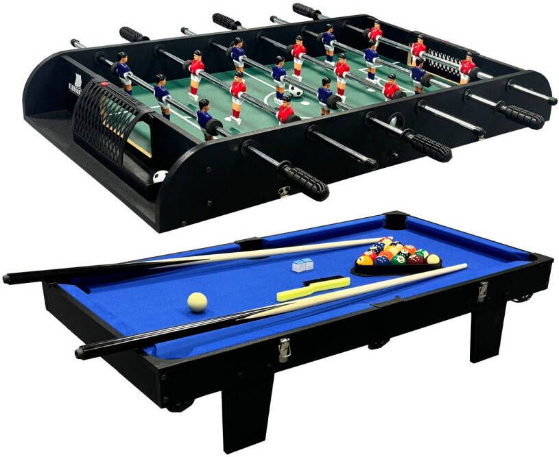 Cougar All-in-One 2-in-1 Multi speeltafel groen blauw Pooltafel & Voetbaltafel Mini multitafel inclusief