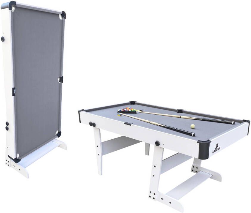 Cougar Hustle L Pooltafel 5ft inklapbaar in wit grijs Inklapbare biljarttafel incl. accessoires