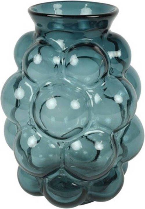 Countryfield Bloemenvaas Bubblegum Large transparant glas petrol blauw D21 x H30 cm vaas Vazen