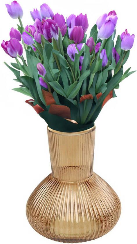 Countryfield Bloemenvaas Royal Wave transparant glas lichtbruin D20 x H22 cm vaas Vazen