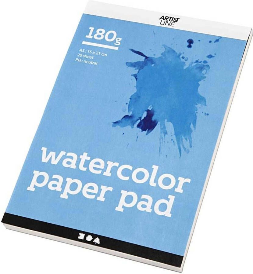 Creotime aquarelblok 20 stuks A5 180 gr