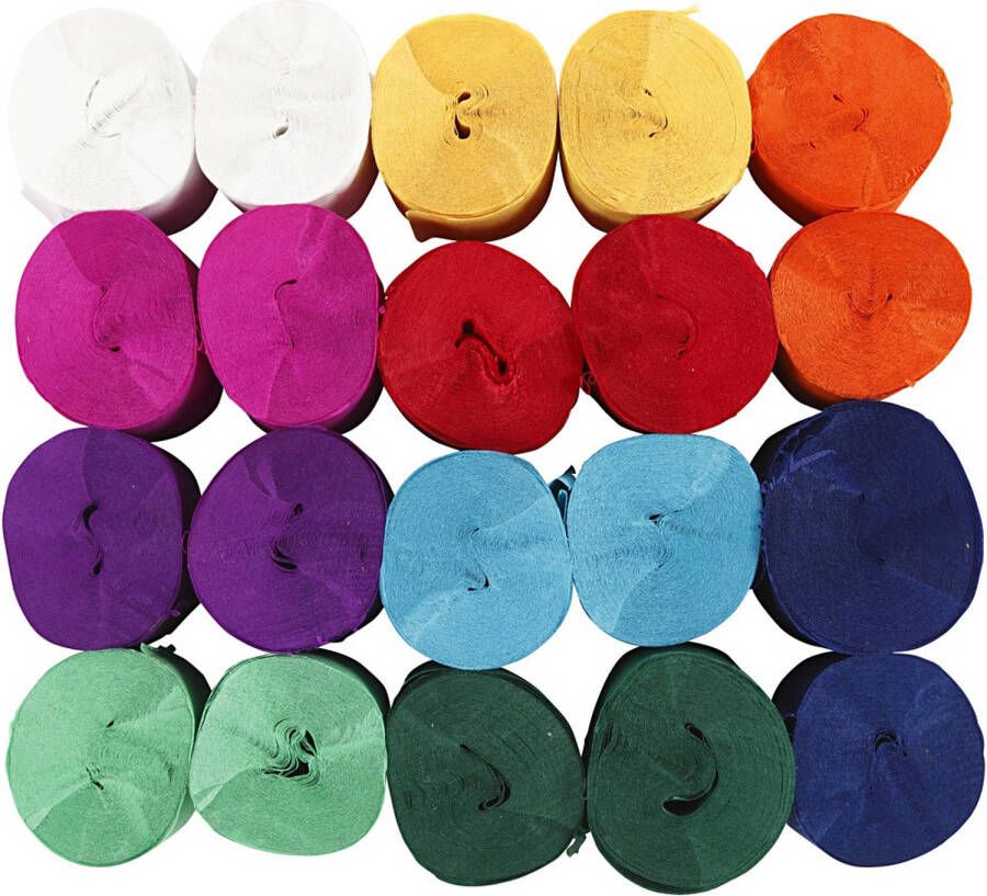 Creotime crêpepapier 20 m 5 cm 20 stuks multicolor