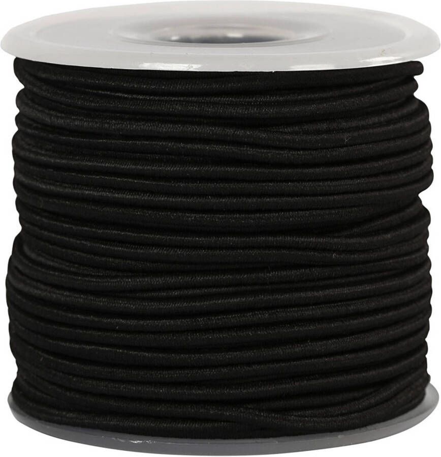 Creotime elastiek 25 m 2 mm zwart