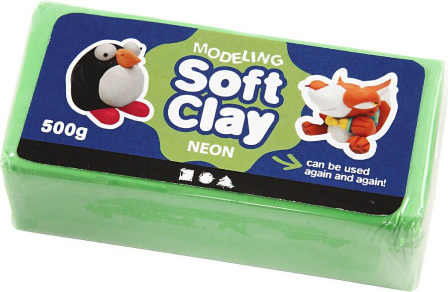 Creativ company Creotime Soft Clay afm 13x6x4 cm neon groen 500gr