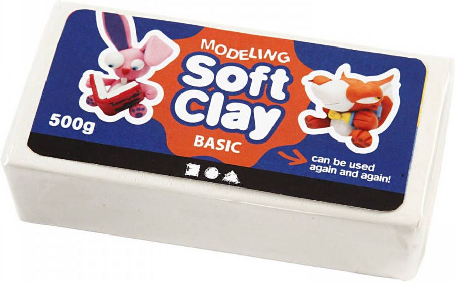 Creativ company Creotime Soft Clay afm 13x6x4 cm wit 500gr